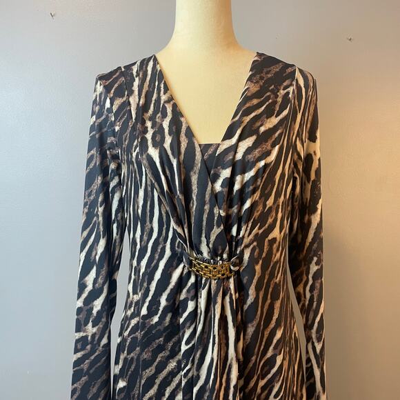 Avon Signature Collection Animal Print Long Sleeve Dress Size Medium Siren - Picture 3 of 5